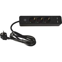 Soellaart Stekkerdoios 3-Weg 2 Usb Zwart - thumbnail