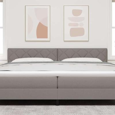 Hoofdbord met LED -striplichten Verstelbaar Taupe 200 cm Stof