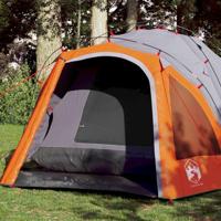 VidaXL Koepeltent 3-persoons snelontgrendeling grijs en oranje - thumbnail