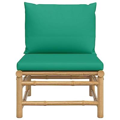 Tuinmiddenbank met kussens bamboe groen - thumbnail