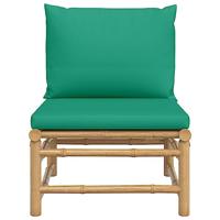 Tuinmiddenbank met kussens bamboe groen - thumbnail