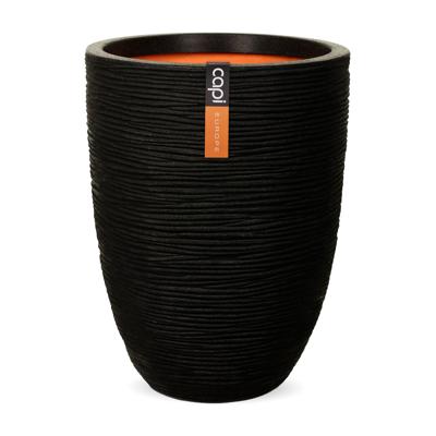 Capi nature elegant laag rib nl kunststof vaas 46x58 cm zwart