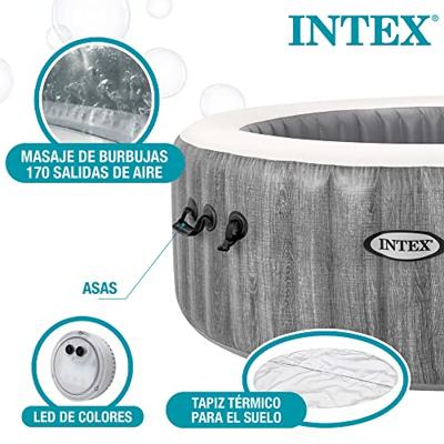 Intex opblaasbare spa greywood deluxe 6 persoons