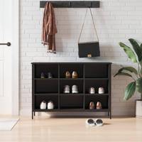 VidaXL Schoenenkast 100x35x70 cm bewerkt hout zwart - thumbnail
