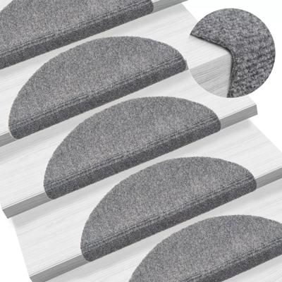 VidaXL Trapmatten zelfklevend 15 stuks 56x17x3 cm lichtgrijs halfrond