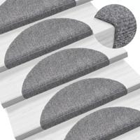 VidaXL Trapmatten zelfklevend 15 stuks 56x17x3 cm lichtgrijs halfrond - thumbnail