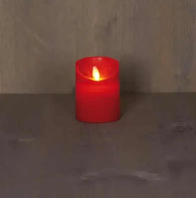 Anna&apos;s Collection LED kaars flame effect rustiek 7.5x10cm rood 1 stuks