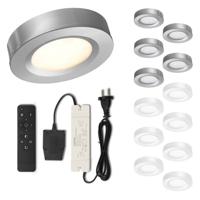 Set LED-opbouwspot met afstandsbediening Adria zilver 3W dimbaar IP44 1-12 stuks - thumbnail