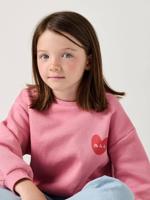 Basic meisjessweater met motief pioenroos - thumbnail