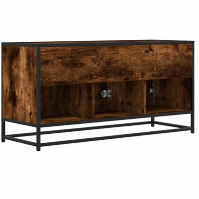 Tv-meubel 100x35x50 cm bewerkt hout metaal gerookt eikenkleurig