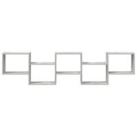 Wandschap kubus 5 vakken bewerkt hout betongrijs - thumbnail