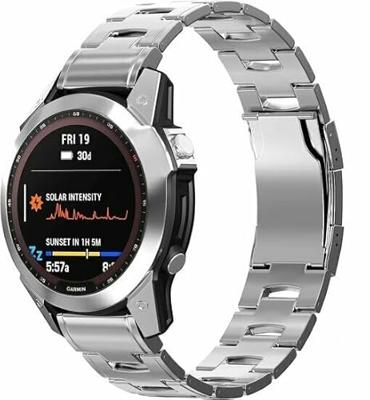 By Qubix - Titanium schakelband - Zilver - Compatible met Garmin Fenix 8-47mm - Compatible Garmin bandje - Bandbreedte: 22mm