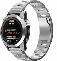 By Qubix - Titanium schakelband - Zilver - Compatible met Garmin Fenix 8-47mm - Compatible Garmin bandje - Bandbreedte: 22mm - thumbnail