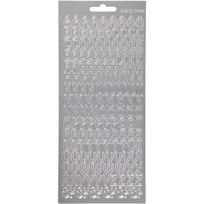 Creativ Company Stickers, alfabet, vel 10x23 cm, zilver, 1 vel
