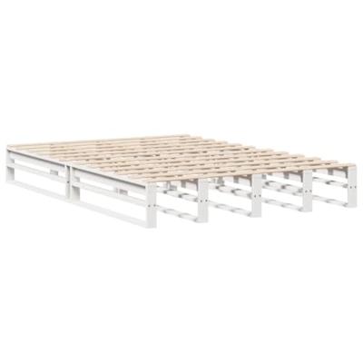 Bedframe zonder matras massief grenenhout wit 135x190 cm