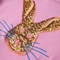 Kindershirt met lange mouwen konijnenprint 128 rozebruin - thumbnail