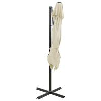 VidaXL Zweefparasol met dubbel dak 250x250 cm zandkleurig - thumbnail