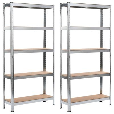 vidaXL Opbergrekken 2 st 90x30x180 cm staal en MDF zilverkleurig vidaXL Opbergrekken 2 st 90x30x180 cm staal en MDF zilverkleurig