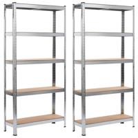 vidaXL Opbergrekken 2 st 90x30x180 cm staal en MDF zilverkleurig - thumbnail