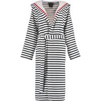 Cawö Cawö Dames Badjas met Capuchon 1243 Schwarz-weiss 44 - thumbnail