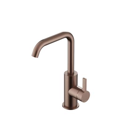 Wastafelmengkraan Hotbath Ace Met Draaibare Uitloop Gebogen 24 cm Geborsteld Koper PVD