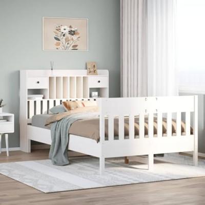 Bedframe zonder matras massief grenenhout wit 135x190 cm