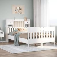 Bedframe zonder matras massief grenenhout wit 135x190 cm - thumbnail