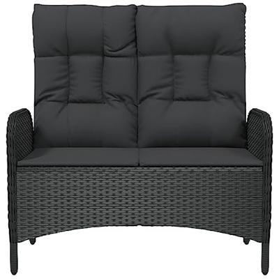 Tuinbank verstelbaar met kussens 107 cm poly rattan zwart