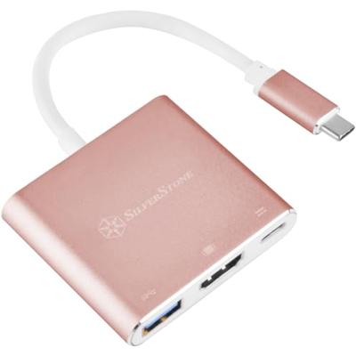 SilverStone SST-EP08P - Adapter USB 3.1 Type C naar HDMI 4K/USB Type C/USB Type A, roze