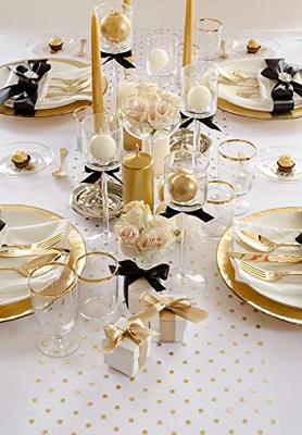 Transparant Met Gouden Stippen Organza Op Rol (9m x 0.36m)