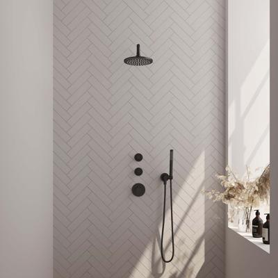 Regendoucheset Inbouw Brauer Black Carving Thermostatisch 20cm met Gebogen Wandarm en Handdouche Staaf Losse Stopkranen Mat Zwart Regendoucheset Inbouw Brauer Black Carving Thermostatisch 20cm met Gebogen Wandarm en Handdouche Staaf Losse Stopkranen Mat Zwart
