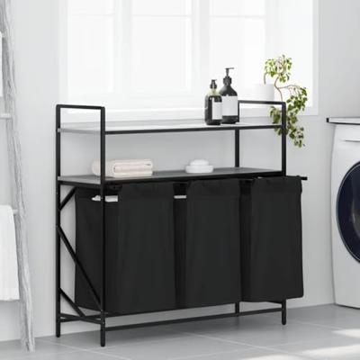 Wasmand 3 vakken met planken grijs sonoma eiken Wasmand 3 vakken met planken grijs sonoma eiken