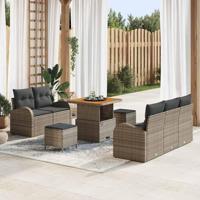 Tuinbankenset met kussen 8 pcs Grijs poly rattan - thumbnail