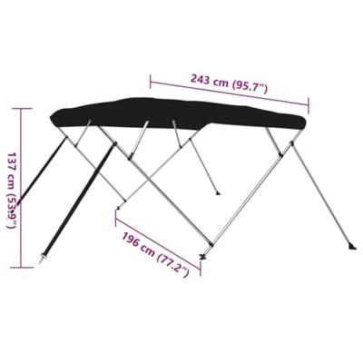 VidaXL Biminitop 4 bogen 243x196x137 cm zwart