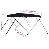 VidaXL Biminitop 4 bogen 243x196x137 cm zwart - thumbnail