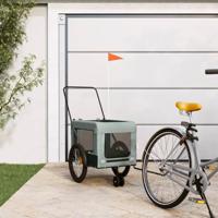 Hondenfietstrailer oxford stof en ijzer grijs en zwart - thumbnail