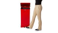 Rubbermaid Commercial ST24EPLWH Defenders Biohazard Step Can, Square, Steel, 24gal, White - thumbnail