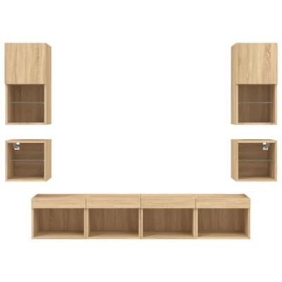 8-delige Tv-wandmeubelset met LED bewerkt hout sonoma eiken