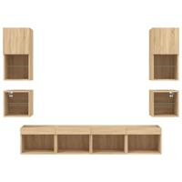 8-delige Tv-wandmeubelset met LED bewerkt hout sonoma eiken - thumbnail