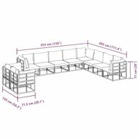 Tuinbankenset met kussen 10 pcs Zwart Aluminium - thumbnail