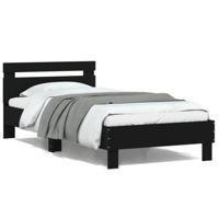 Bedframe met hoofdbord en LED-verlichting zwart 100x200 cm - thumbnail