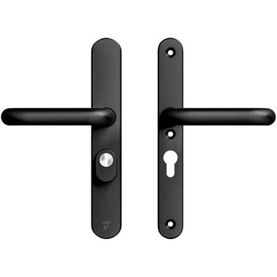 AXA AXA Oval Plus veiligheidsbeslag achterdeur smalschild U kruk/kruk PC55 met kerntrekbeveiliging SKG3 - aluminium/zwart