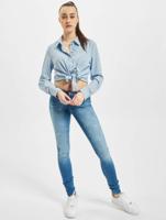 Only Onllecey Ls Knot Shirt Noos Wvn 15195910 Blouse Cloud Dancer Medium Blue - thumbnail