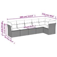 7-delige Loungeset met kussens poly rattan zwart - thumbnail