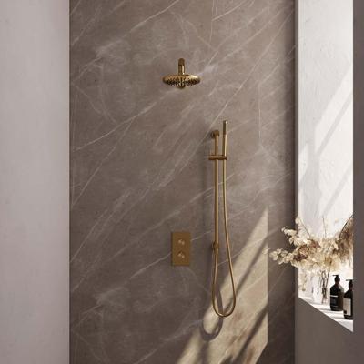 Regendoucheset Inbouw Brauer Gold Edition Thermostatisch 20 cm met 3-Weg Omstelling, Wandarm, Glijstang en Staaf Handdouche Geborsteld Goud Brauer Regendoucheset Inbouw Brauer Gold Edition Thermostatisch 20 cm met 3-Weg Omstelling, Wandarm, Glijstang en Staaf Handdouche Geborsteld Goud Brauer