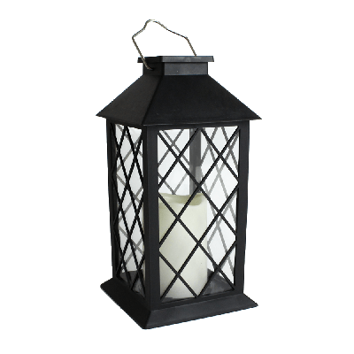 Solar lantaarn candle ii zwart met kaars buitenlamp op zonne energie