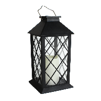 Solar lantaarn candle ii zwart met kaars buitenlamp op zonne energie - thumbnail