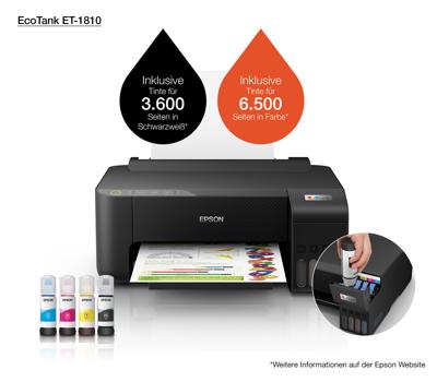 Epson EcoTank ET-1810 Printer Inkjet Kleur A4 Duplex, Inktbijvulsysteem, USB, WiFi