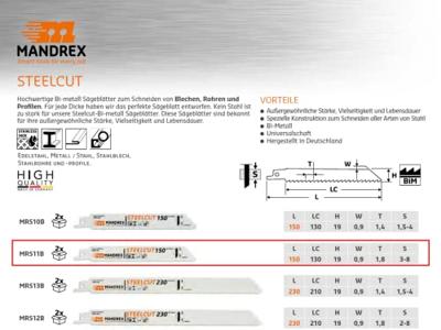 Mandrex Steelcut Reciprozaagblad 150mm grof (2 st.)