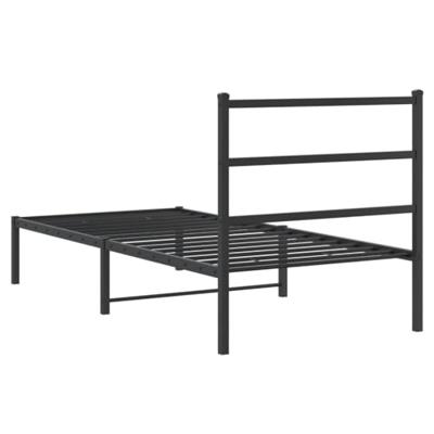Bedframe met hoofdbord metaal zwart 90x190 cm